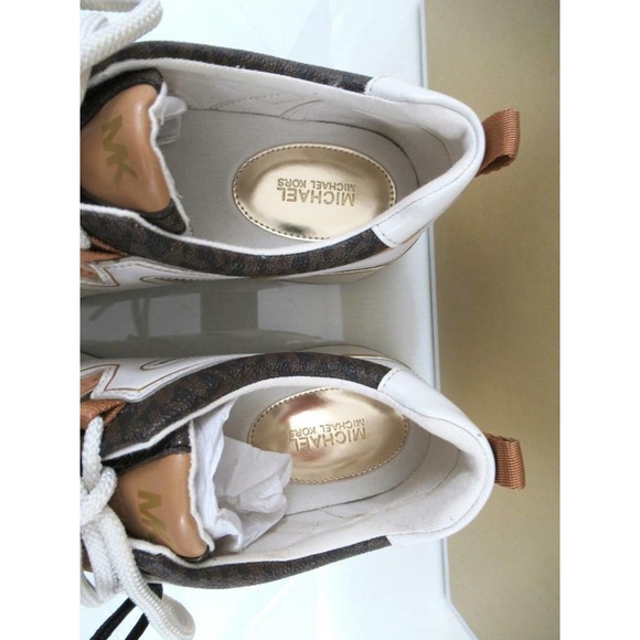 Women's Shoes Michael Kors Pippin Trainer Sneakers MK Logo Cream Multi Size 9.5 - Picture 9 of 11